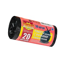 Мешки для мусора 20 л, с ручками, черные, в рулоне 30 шт., ПНД, 10 мкм, 550х440 мм, Крепак, 4607075710276 в Невинномысске Мешки для мусора 20 л, с ручками, черные, в рулоне 30 шт., ПНД, 10 мкм, 550х440 мм, Крепак, 4607075710276 в Невинномысске