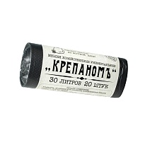 Мешки для мусора 30 л, черные, в рулоне 20 шт., ПНД, 7 мкм, 560х440 мм, Крепаномъ, 4607075710580 в Невинномысске