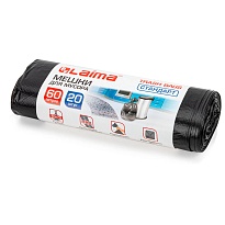 Мешки для мусора 60 л, черные, в рулоне 20 шт., ПНД, 10 мкм, 700х600 мм, LAIMA, 601381 в Невинномысске