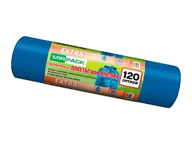 Мешки для мусора 120 л, синие, в рулоне 10 шт., ПНД, 14 мкм, 1100х700 мм, EXTRA, ex1201802 в Невинномысске