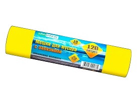 Мешки для мусора 120 л, с завязками, желтые, в рулоне 10 шт., ПНД, 15 мкм, 800х750 мм, VIP, Z12010yel в Невинномысске