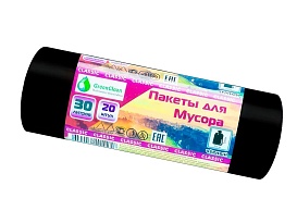 Мешки для мусора 30 л, черные, в рулоне 20 шт., ПНД, 7 мкм, 600х500 мм, MIRPACK Classik, 302040 в Невинномысске