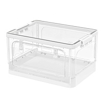 Ящик пластиковый складной прозрачный, дно белое, 490х360х280 мм, с колесиками в Невинномысске