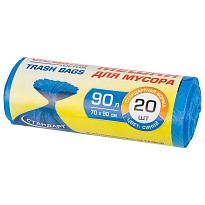 Мешки для мусора 90 л, синие, в рулоне 20 шт., ПНД, 14 мкм, 900х700 мм, LAIMA ULTRA, 607693 в Невинномысске