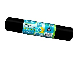 Мешки для мусора 240 л, черные, в рулоне 10 шт., ПВД 80 мкм, 1300х930 мм, EXPORT, exp 24010167 в Невинномысске