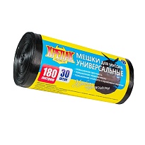 Мешки для мусора 180 л, черные, в рулоне 30 шт., ПНД, 20 мкм, 1150х800 мм, Крепак, 4607075710139 в Невинномысске Мешки для мусора 180 л, черные, в рулоне 30 шт., ПНД, 20 мкм, 1150х800 мм, Крепак, 4607075710139 в Невинномысске