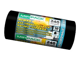 Мешки для мусора 240 л, ароматизированные, черные, в рулоне 10 шт., ПВД 70 мкм, 1300х930 мм, СТРОЙКА, S24010130 в Невинномысске