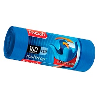 Мешки для мусора 160 л, с ушками, синие, в рулоне 10 шт., ПВД, 30 мкм, 1250х900 мм, PACLAN Multitop, 604064 в Невинномысске