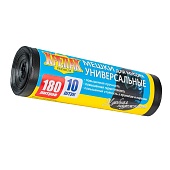Мешки для мусора 180 л, черные, в рулоне 10 шт., ПНД, 20 мкм, 1150х800 мм, Крепак, 4607075710481