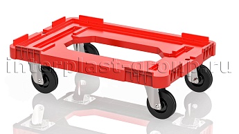 Тележка пластиковая с отверстием без тормозов красная в Невинномысске