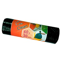 Мешки для мусора 60 л, черные, в рулоне 30 шт., ПНД, 6 мкм, 640х580 мм, Концепция Быта EcoClean, 603890 в Невинномысске