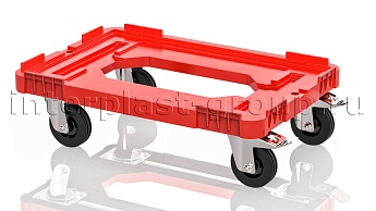 Тележка пластиковая с отверстием 2 колеса с тормозом усиленная красная в Невинномысске