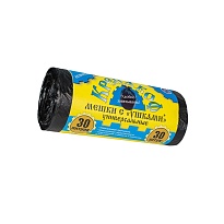 Мешки для мусора 30 л, с ушками, черные, в рулоне 30 шт., ПНД, 8 мкм, 580х460 мм, Крепакоф, 4607075710412 в Невинномысске Мешки для мусора 30 л, с ушками, черные, в рулоне 30 шт., ПНД, 8 мкм, 580х460 мм, Крепакоф, 4607075710412 в Невинномысске