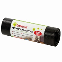 Мешки для мусора 180 л, черные, в рулоне 10 шт., ПВД, 24 мкм, 1060х800 мм, Любаша, 605336 в Невинномысске