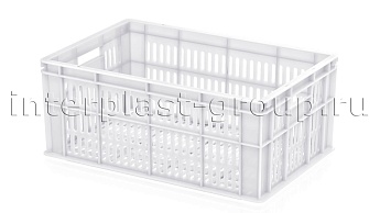 Ящик для молока, мяса, овощей и фруктов большая перфорация дно перфорированное белый в Невинномысске Ящик для молока, мяса, овощей и фруктов большая перфорация дно перфорированное белый в Невинномысске