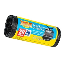 Мешки для мусора 20 л, черные, в рулоне 30 шт., ПНД, 10 мкм, 550х440 мм, Крепак, 4607075710092 в Невинномысске Мешки для мусора 20 л, черные, в рулоне 30 шт., ПНД, 10 мкм, 550х440 мм, Крепак, 4607075710092 в Невинномысске