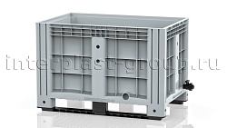 Контейнер iBox сплошной на полозьях с краном серый